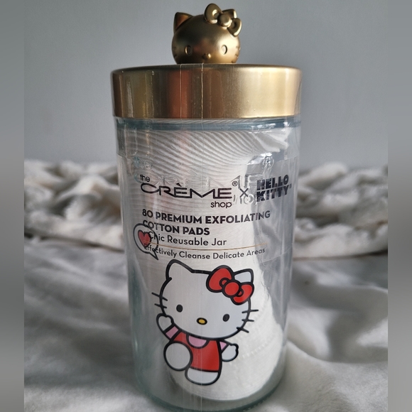 🚫SOLD🚫The Crème Shop x Hello Kitty Reusable Glass Jar w/Cotton Pads - Picture 5 of 8